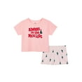 thumbnail image 1 of Wonder Nation Girls Short Sleeve Top and Shorts Pajama Set, 2-Piece, Sizes 4-18 & Plus, 1 of 3