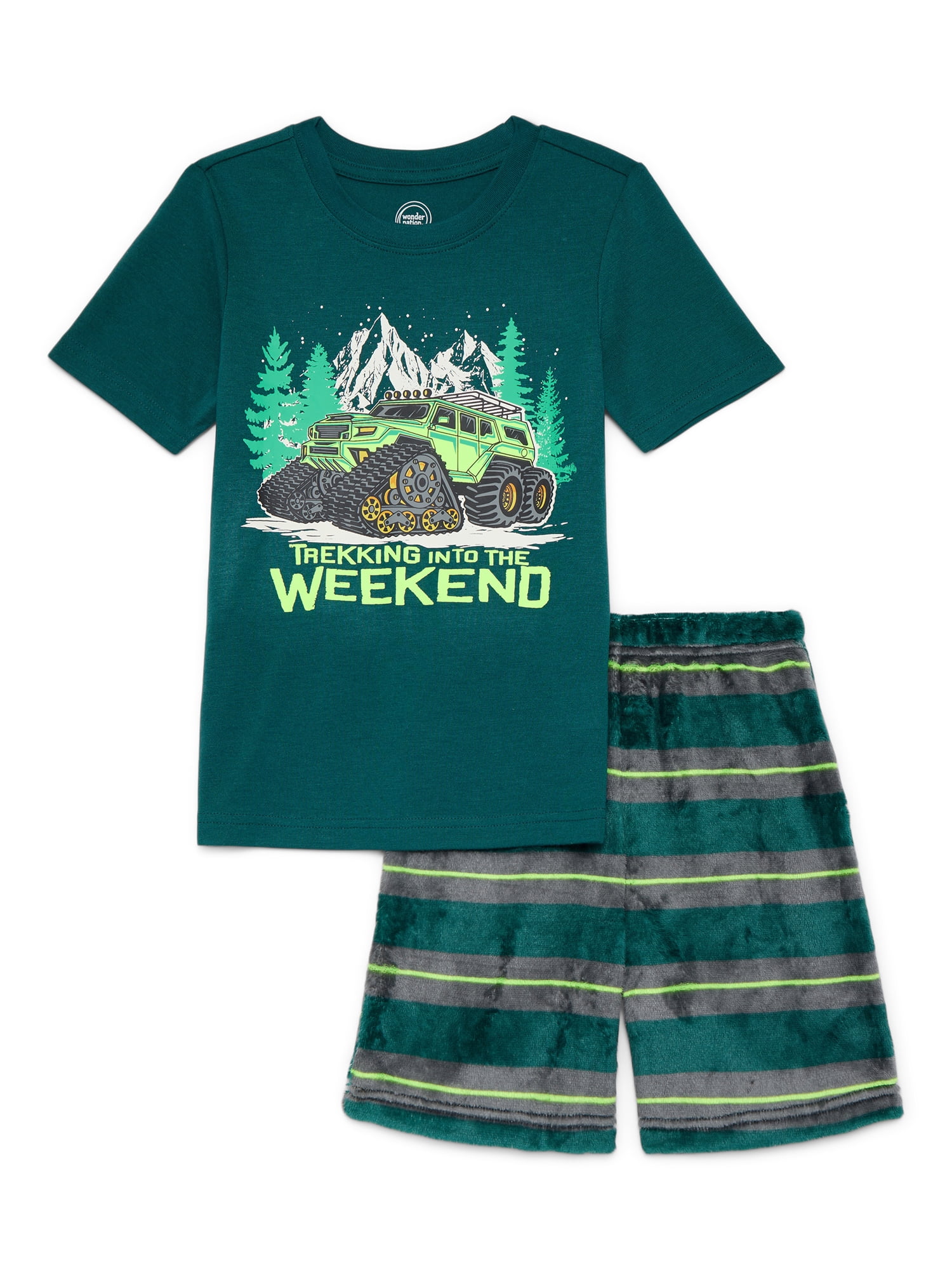 Wonder Nation Boys Short Sleeve Top and Shorts Sleep Set, 2-Piece, Sizes 4-16