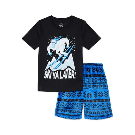 Wonder Nation Boys Short Sleeve Top and Shorts Sleep Set, 2-Piece, Sizes 4-16