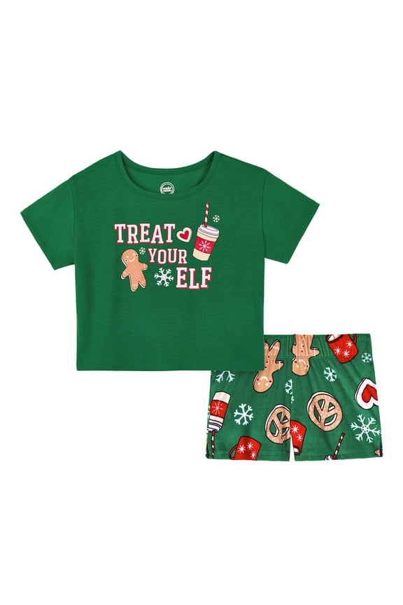 Girls Short Sleeve Top and Shorts Pajama Set, 2-Piece, Sizes 4-18 & Plus