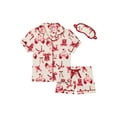 thumbnail image 1 of Wonder Nation Girls Short Sleeve Button Front Pajama Top and Shorts Set with Eyemask, 3-Piece, Sizes Sizes 4-18, 1 of 4