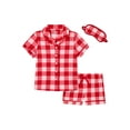 thumbnail image 1 of Wonder Nation Girls Short Sleeve Button Front Pajama Top and Shorts Set with Eyemask, 3-Piece, Sizes Sizes 4-18, 1 of 4