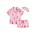thumbnail image 1 of Wonder Nation Girls Short Sleeve Button Front Pajama Top and Shorts Set with Eyemask, 3-Piece, Sizes Sizes 4-18, 1 of 3