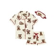 thumbnail image 1 of Wonder Nation Girls Short Sleeve Button Front Pajama Top and Shorts Set with Eyemask, 3-Piece, Sizes Sizes 4-18, 1 of 4