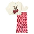 thumbnail image 1 of Wonder Nation Girls Holiday Long Sleeve Top and Wide Leg Pant Pajama Set, 2-Piece, Sizes 4-18 & Plus, 1 of 3