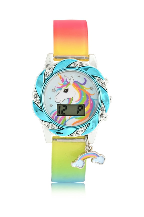 WN5005WM Wondernation Kids Flashing Lights LCD Watch with Printed Strap and Hanging Charm