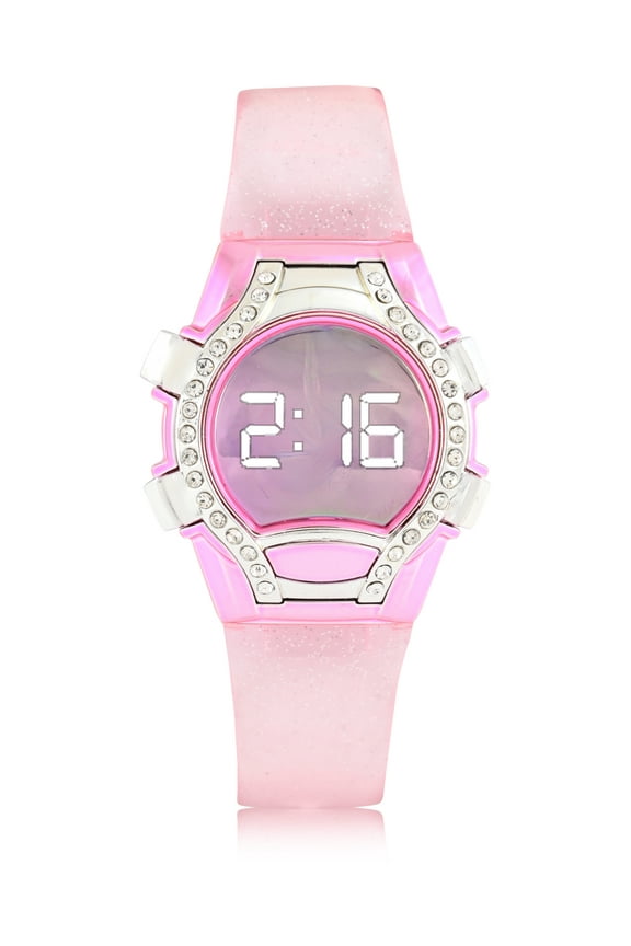 WN5250WM Wondernation Kids Flashing Lights LED Watch with Glitter Strap