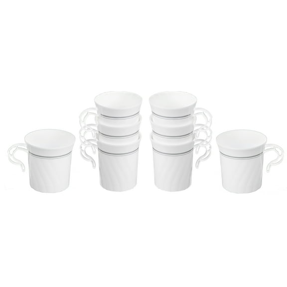 Classicware Plastic Coffee Mugs, 8 oz., White, 8/Pack
