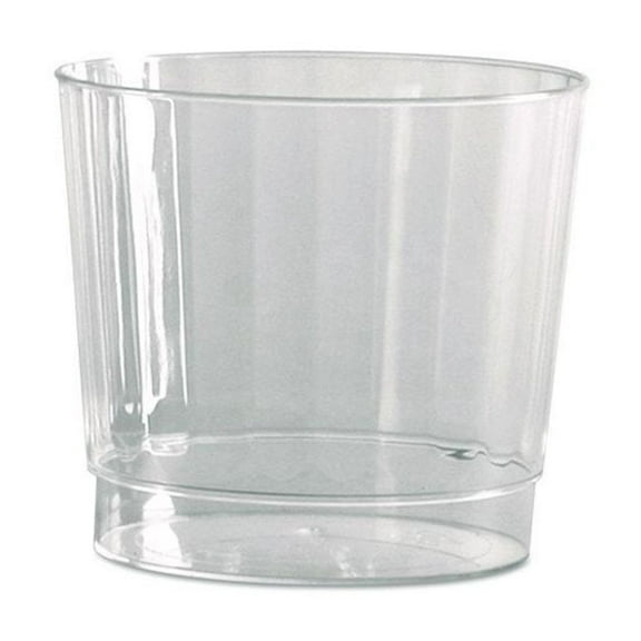 WNA Classic Crystal Plastic Tumblers, 9 oz, Clear, Fluted, Rocks Squat, 20/Pack, 12 Packs/Carton
