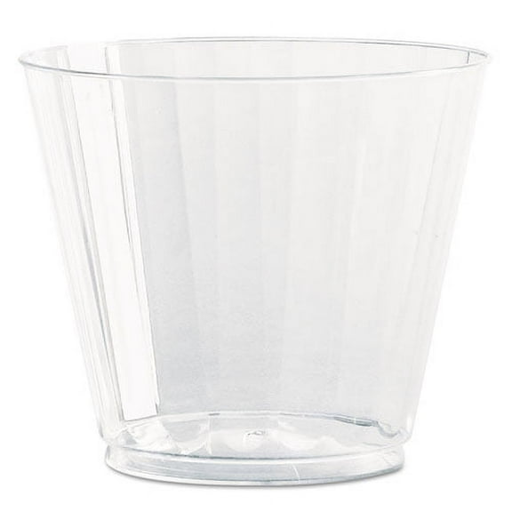 WNA Classic Crystal Plastic Tumblers, 9 oz, Clear, Fluted, Squat, 20/Pack, 12 Packs/Carton