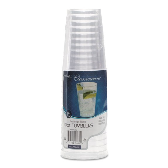 WNA Classicware Tumblers 10 oz Plastic Clear Tall 16/Bag 15 Bag/Carton RSCC101516