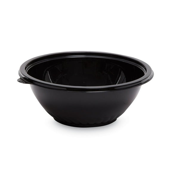 80 oz 10 in. Diameter x 4 in. Height Caterline Pack N' Serve Plastic Bowl - Black (25/Carton)