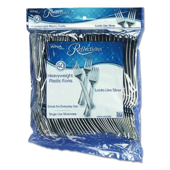 Eco-Products Reflections Bagged Forks, Silver, Pack Of 40