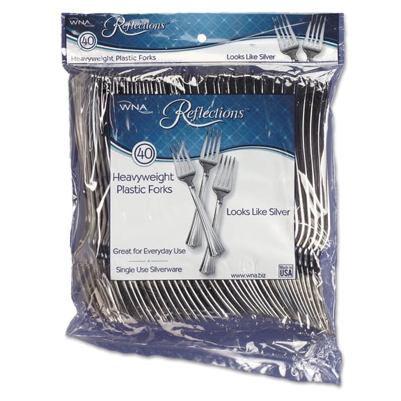 Eco-Products Reflections Bagged Forks, Silver, Pack Of 40