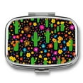 WNAGSB Cactus Flower Bliss102 Small Pill Box, Metal Pill Box Organizer
