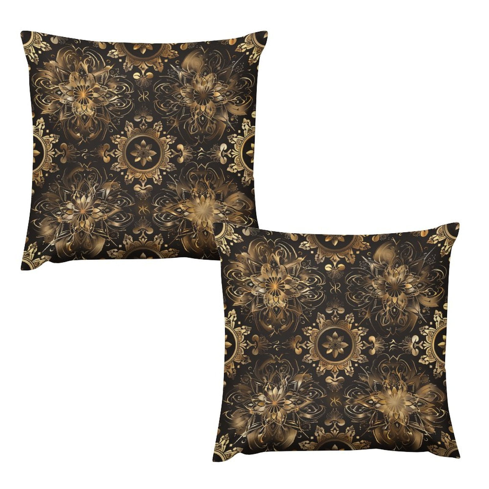WNAGSB Luxurious Gold Mandala 972 2PCS Pillow Covers, Plush Pillow Case