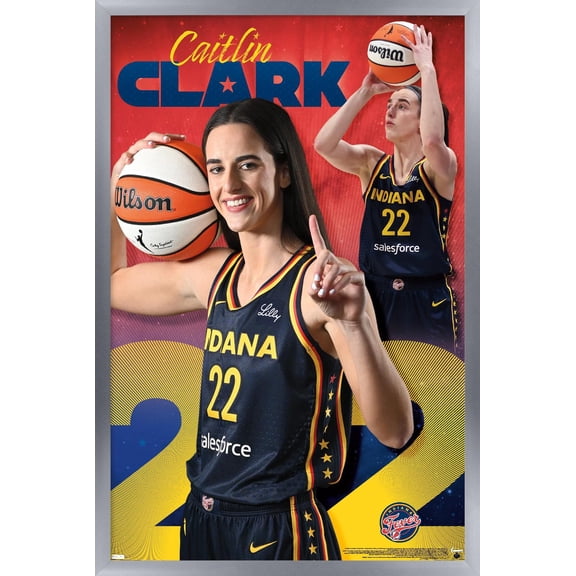 WNBA Indiana Fever - Caitlin Clark 24 Wall Poster, 14.725" x 22.375" Framed