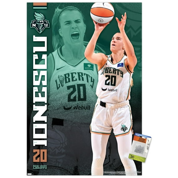 WNBA New York Liberty - Sabrina Ionescu 24 Wall Poster with Push Pins, 22.375" x 34"