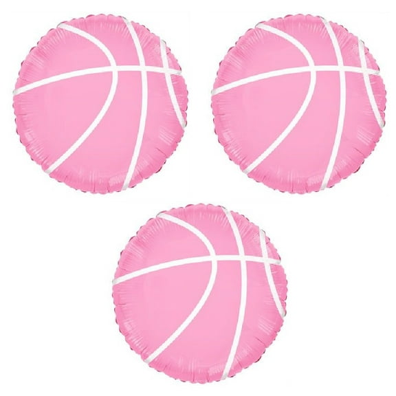 WNBA Pink Basketball Court 3 Count 18" Mylar Foil Balloons 'Nothin but Net