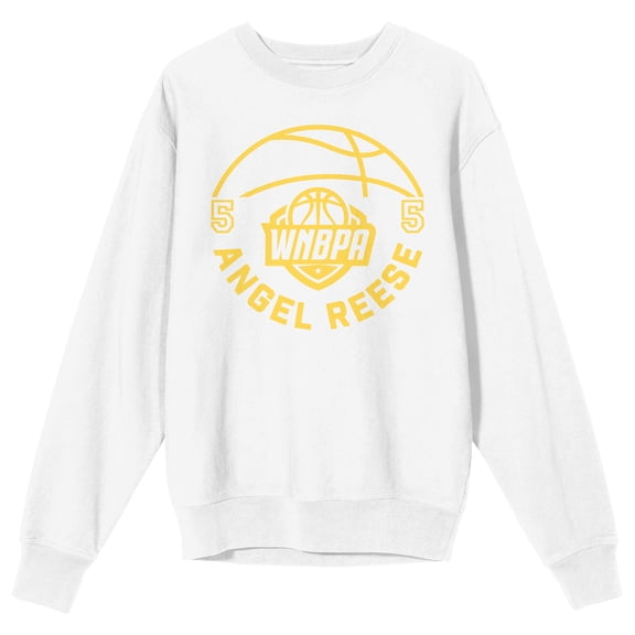 WNBPA Angel Reese Women's White Crew Neck Long Sleeve Sweatshirt-Medium