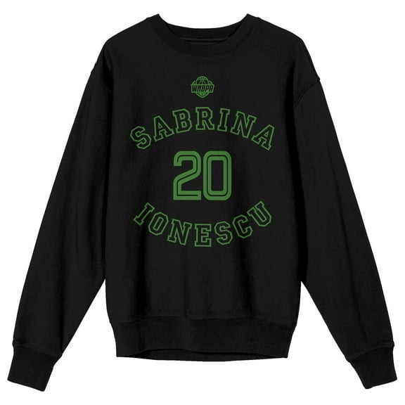 WNBPA Sabrina Ionescu 20 Women's Black Crew Neck Long Sleeve Sweatshirt-XL