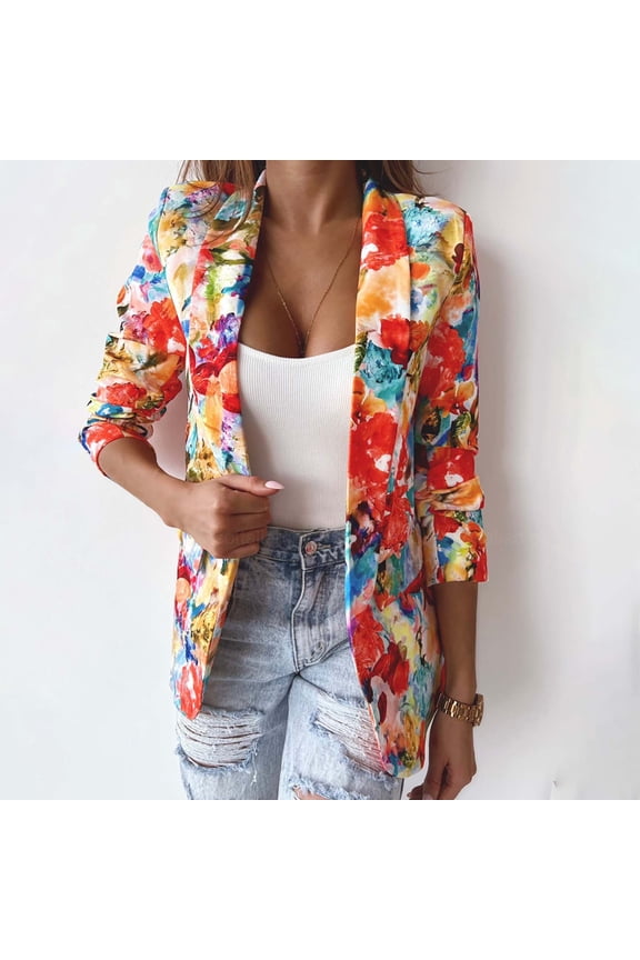 Blazer Jackets for Women 2023 Autumn Fashion Printed Jacket Casual Small Suit