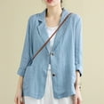 thumbnail image 1 of WNEGSTG Blazer Jackets for Women Linen Blouse Casual Long Sleeve Jacket, 1 of 8