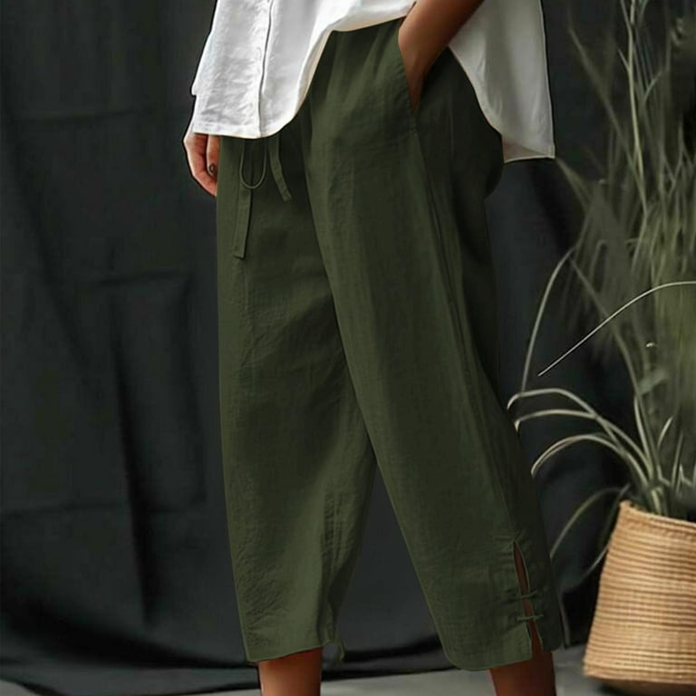 Buy Regular Fit Solid Trouser with Side Pocket Green For Women