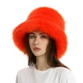 thumbnail image 1 of WNEGSTG Christmas Hat, Orange Christmas Hats, Fuzzy Bucket Hat Fashion Warm Winter Hat Fluffy Furry Plush Faux Hats Fishing Hat Bucket Hats for Women 2024, 1 of 7