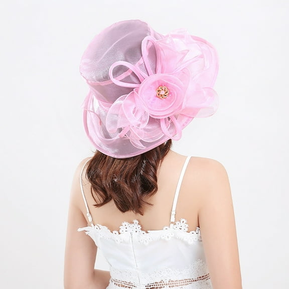 WNEGSTG Christmas Hat, Pink Christmas Hats, Women Fascinator Lady Cocktail Tea Party Church Wedding Bridal Flower Hat