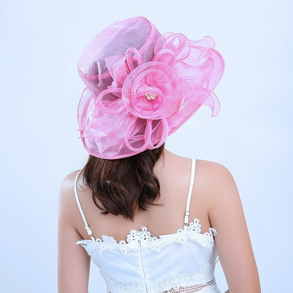 WNEGSTG Christmas Hat, Pink Christmas Hats, Women Fascinator Lady Cocktail Tea Party Church Wedding Bridal Flower Hat