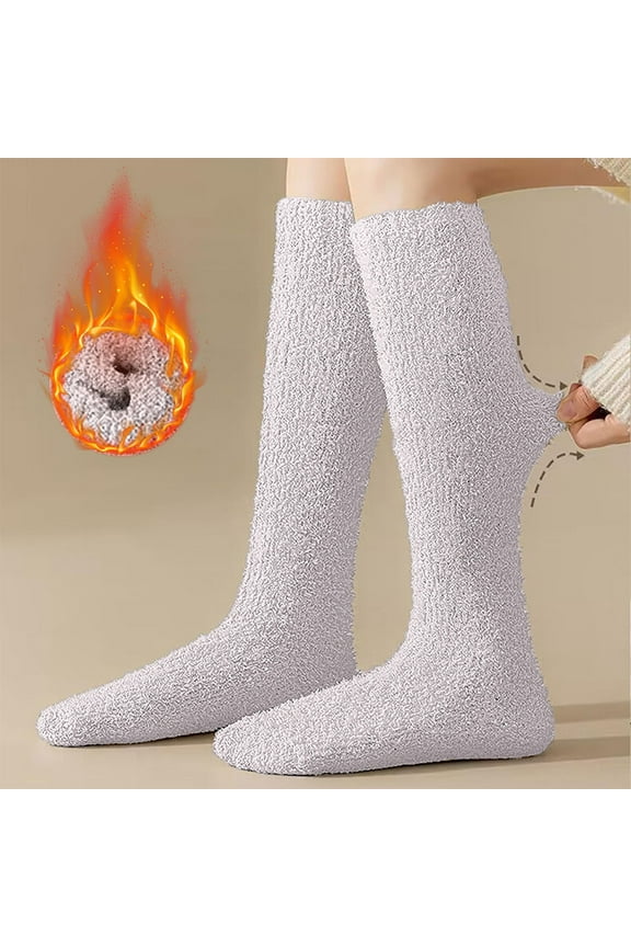 Christmas Stockings, Purple Socks, Women Fluffy Winter Socks Warm Knee High Socks Long Cosy Thermal Ladies Socks Fuzzy Thick Soft Socks for Ladies Girls Christmas Gifts Multipack