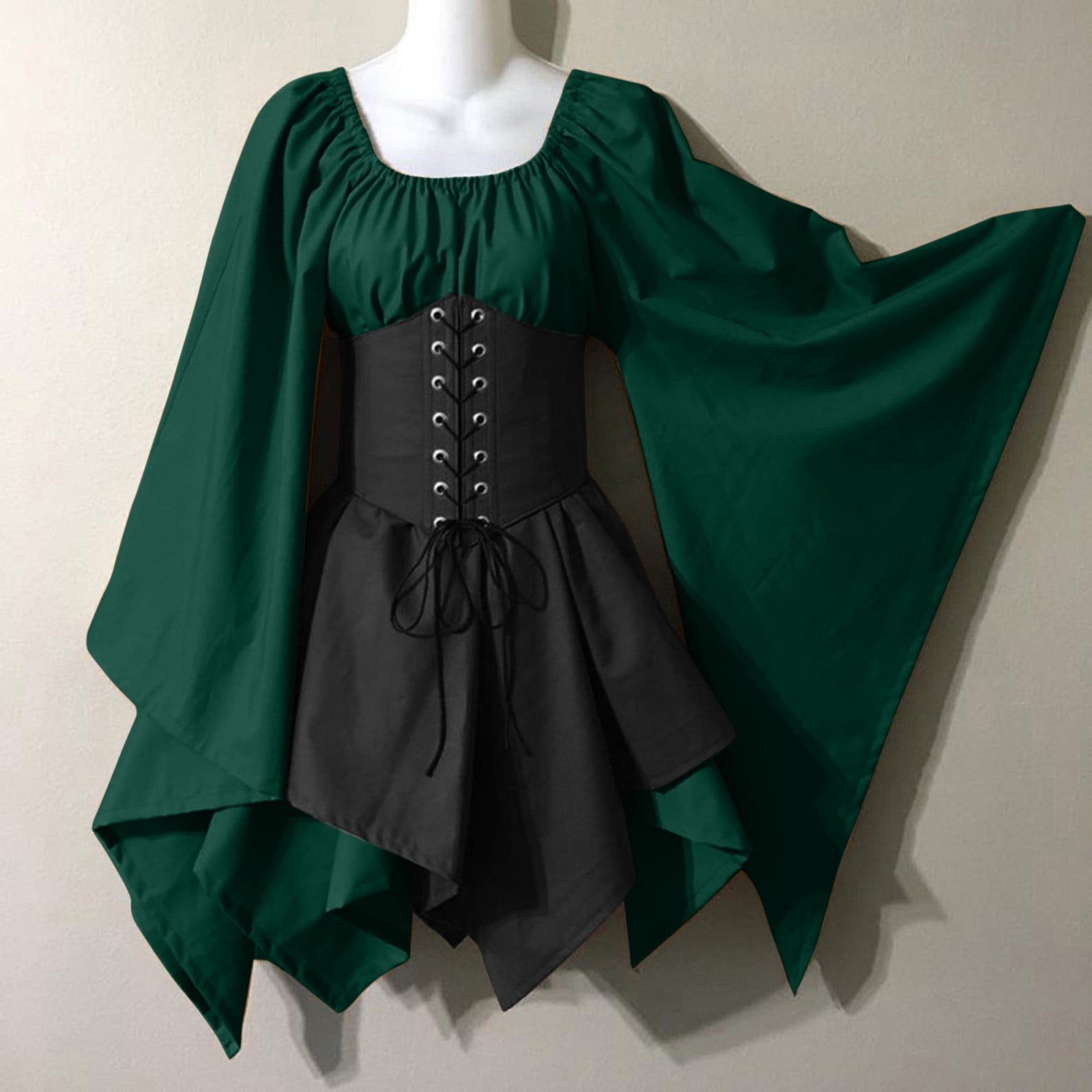 WNEGSTG Dresses for Women 2023 Medieval Costume Trumpet Sleeve Irish ...