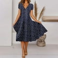 thumbnail image 1 of WNEGSTG Dresses for Women 2023 Floral Dress Midi Length Formal Round Neck Short Sleeve Empire Waist Aline Elegant Party Wedding Guest Cocktail, 1 of 9