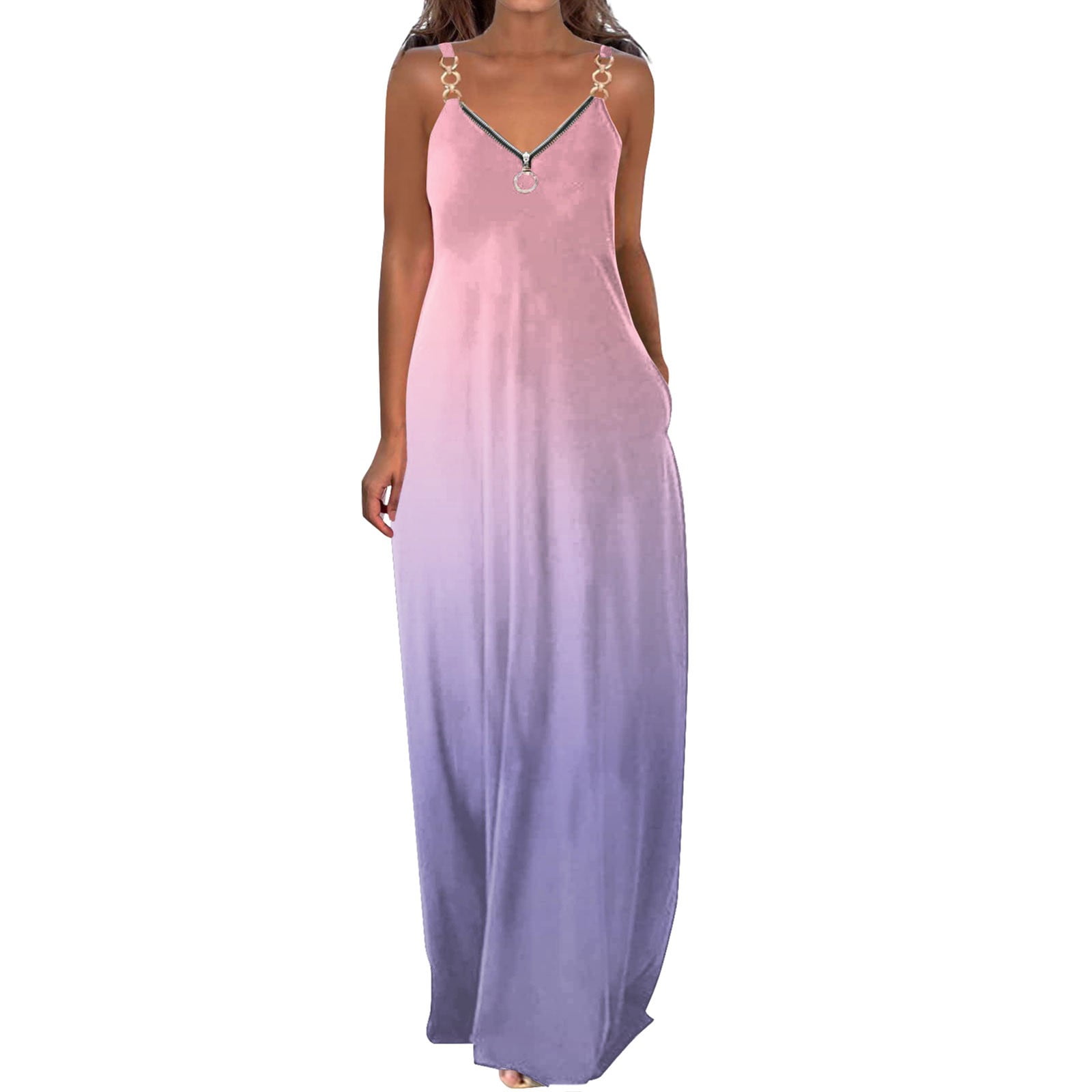 WNEGSTG Dresses for Women 2023 Printing V Neck Dress Halter Long with ...