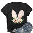 thumbnail image 1 of WNEGSTG Easter T Shirts for Women, Short Sleeve Crewneck Bunny Print Graphic Tee, Floral Round Neck Top, Black L, 1 of 3