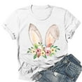 thumbnail image 1 of WNEGSTG Easter T Shirts for Women, Short Sleeve Crewneck Bunny Print Graphic Tee, Floral Round Neck Top, White L, 1 of 3