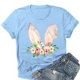 thumbnail image 1 of WNEGSTG Easter T Shirts for Women, Short Sleeve Crewneck Plus Size Bunny Print Graphic Tee, Floral Round Neck Top, Blue 3XL, 1 of 3