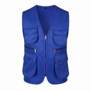 WNEGSTG Fishing Shirts for Men Casual Outdoor Work Travel Photo Cargo Vest Jacket Multi Pockets
