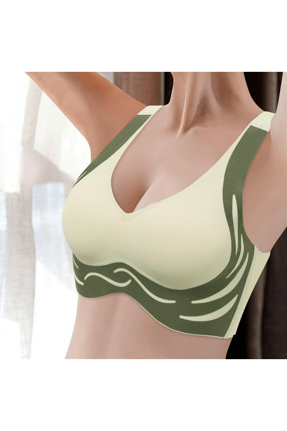 Green Push Up Bras for Women, Womens Wireless Bra Super Gather Bra Anti Sagging Breasts Support Pushup Lifting Bras for Older Women, XXL