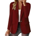 thumbnail image 1 of WNEGSTG Jackets for Women, Womens Casual Open Front Long Sleeve Lapel Collar Button Work Office Business Jacket, Red M, 1 of 5