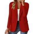 thumbnail image 1 of WNEGSTG Jackets for Women, Womens Casual Open Front Long Sleeve Lapel Collar Button Work Office Business Jacket, Red XL, 1 of 5
