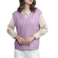 thumbnail image 1 of WNEGSTG Ladies' Solid Color Knit Vest V Neck Vest Sweater Sleeveless Pullover Purple, 1 of 5