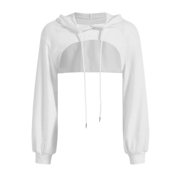 WNEGSTG Long Sleeve Crop for Women Long Sleeve Cropped Super Crop Top Hoodies Sweatshirt Aesthetic Punk Hip Hop Dance Sexy Rave Cloth
