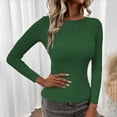thumbnail image 1 of WNEGSTG Long Sleeve Shirts for Women Ribbed Solid Color Sweater Slim Fitted Knitted Top Pullover Green, 1 of 3