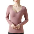 thumbnail image 1 of WNEGSTG Long Sleeve Shirts for Women Sleeveless Bra Thermal Undershirts with Lace for Winter V Neck Thermal Top Warm Thermal Underwear Top, 1 of 9