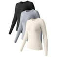 thumbnail image 1 of WNEGSTG Long Sleeve Shirts for Womens 3 Piece Long Sleeve Tops Crew Neck Stretch Fitted Layer Tee Shirts Tops, 1 of 3