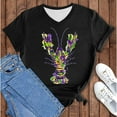 thumbnail image 1 of WNEGSTG Mardi Gras T Shirts for Women, Short Sleeve V Neck Plus Size Graphic Tees, Women's Carnival Crawfish Print Shirt Pullover, Black 3XL, 1 of 8