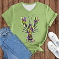 thumbnail image 1 of WNEGSTG Mardi Gras T Shirts for Women, Short Sleeve V Neck Plus Size Graphic Tees, Women's Carnival Crawfish Print Shirt Pullover, Green L, 1 of 8