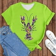 thumbnail image 1 of WNEGSTG Mardi Gras T Shirts for Women, Short Sleeve V Neck Plus Size Graphic Tees, Women's Carnival Crawfish Print Shirt Pullover, Green S, 1 of 8